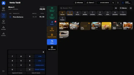 Pantalla de venta táctil de AvantPOS
