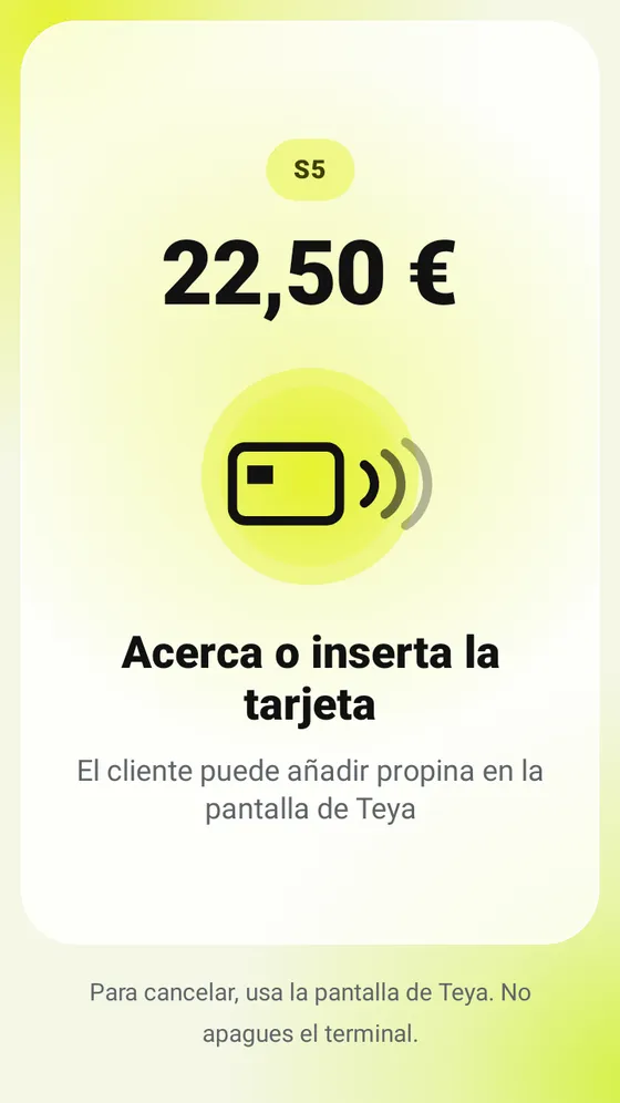 Cobro en la mesa con AvantLink: acerca o inserta la tarjeta
